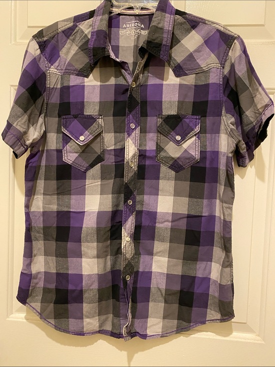 Arizona Jean Company Other - Arizona Jean Company Purple and Black Plaid Short-Sleeve Button-Front Shirt